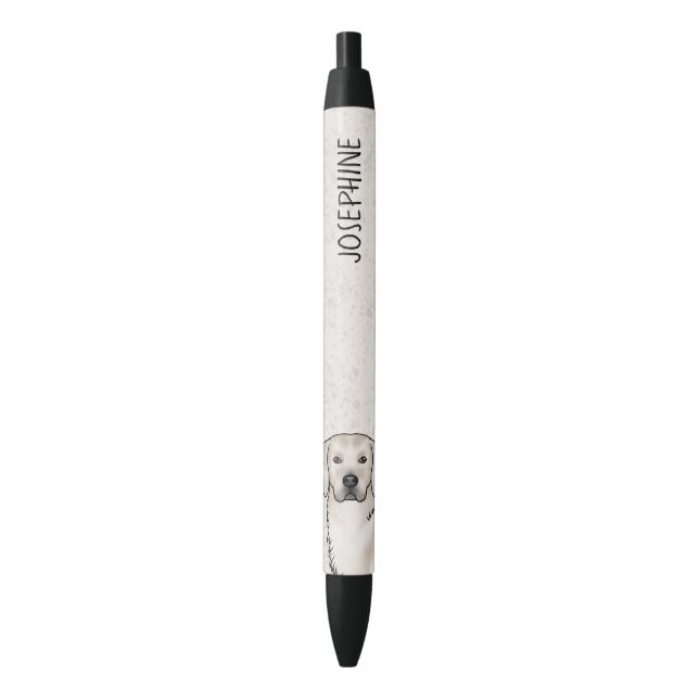 Cream Golden Retriever Dog Head Custom Name Pen (Front Vertical)
