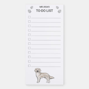 Cream Golden Retriever Dog To-Do List Checklist Magnetic Notepad