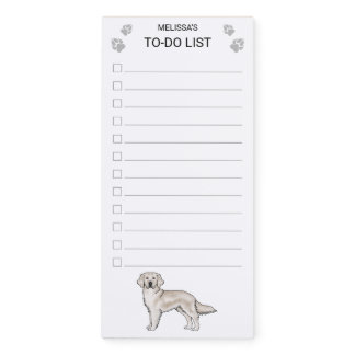 Cream Golden Retriever Dog To-Do List Checklist Magnetic Notepad