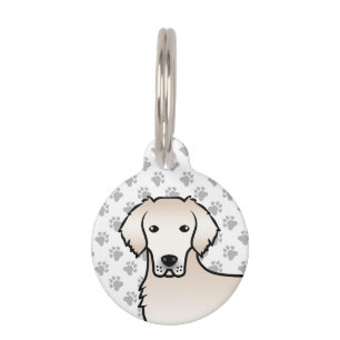 Cream Golden Retriever Dog's Head & Pet's Info Pet ID Tag