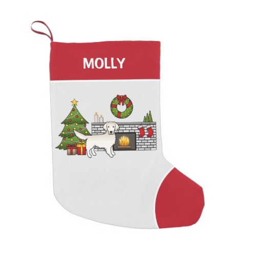 Cream Golden Retriever In A Christmas Room  Name Small Christmas Stocking