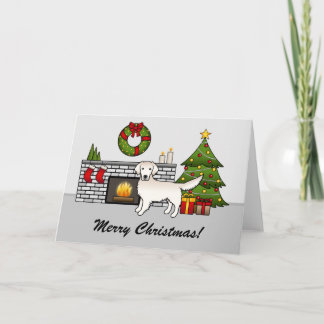 Cream Golden Retriever In A Christmas Room &amp; Text Card