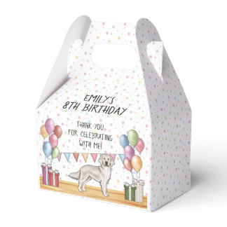 Cream Golden Retriever Kids Birthday Thank You Favor Boxes