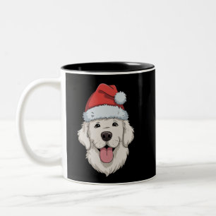 Cream Golden Retriever Lover Christmas Santa Hat Two-Tone Coffee Mug