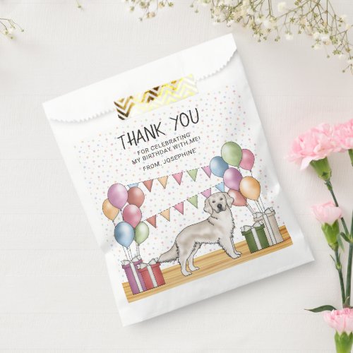 Cream Golden Retriever Pastel Birthday Thank You Favor Bag