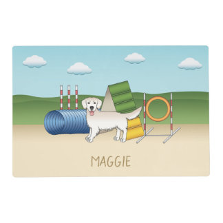 Cream Golden Retriever With Agility Equipment Placemat