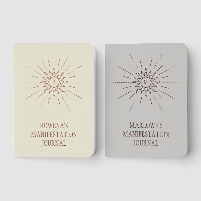 Cream & Gray Celestial Sun Manifestation Journal (Front)