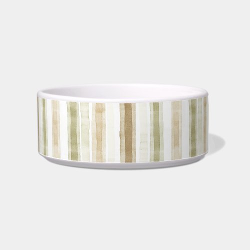 Cream Green Brown Stripes Bowl