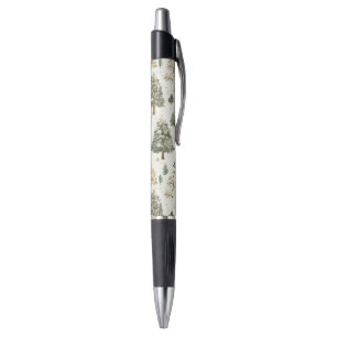 Cream Green Christmas Trees Pen