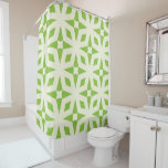 Cream green geometric tile pattern mosaic shower curtain