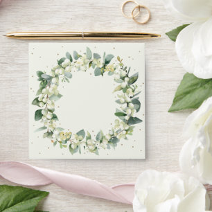 Cream/Green Inner Snowberry+Eucalyptus Wreath Sq Envelope