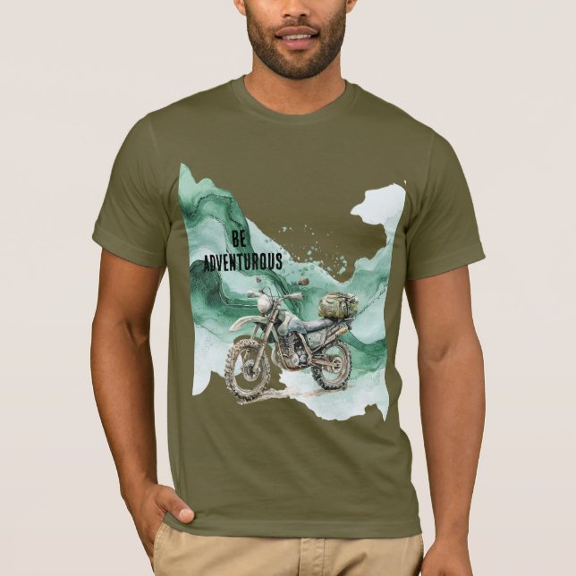 Cream Green Motorcycle Adventure T-Shirt (Front)