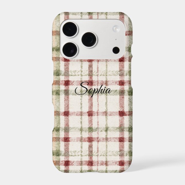 Cream Green Red Plaid Stripes  Case-Mate iPhone Case (Back)