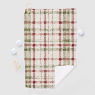 Cream Green Red Plaid Stripes Golf Towel