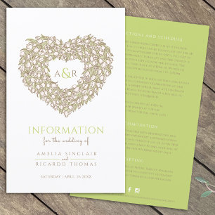 Cream green tulip heart wedding guest information