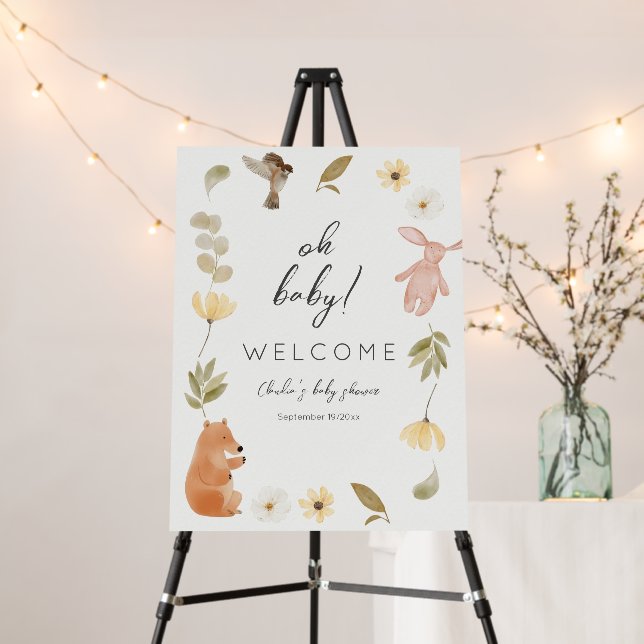 Cream Green Watercolor Baby Shower Honoring  Foam Board (In Situ (Stand))