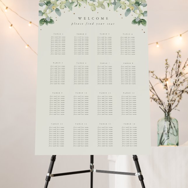 Cream/Greige 24x36 16 Tables of 10 Seating Chart Foam Board (In Situ (Stand))