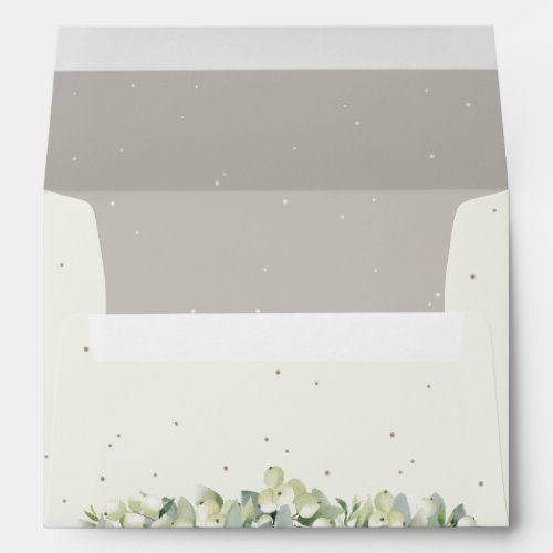 CreamGreige Inner SnowberryEucalyptus Wedding A7 Envelope