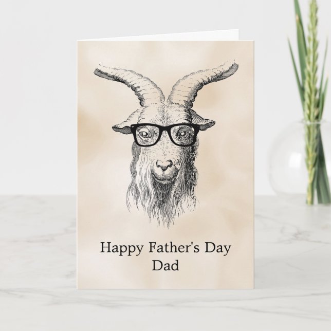 Cream Grey Hipster Goat  Card (Front)