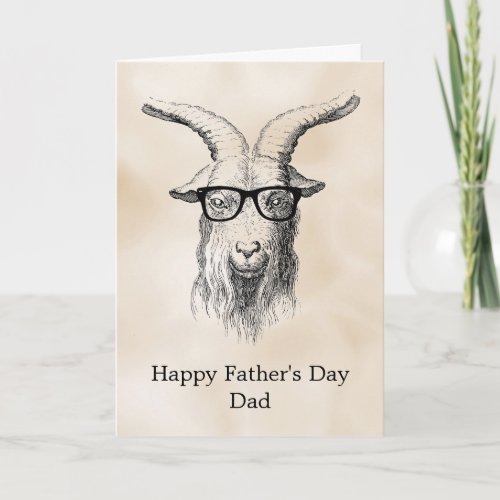 Cream Grey Hipster Goat  Card