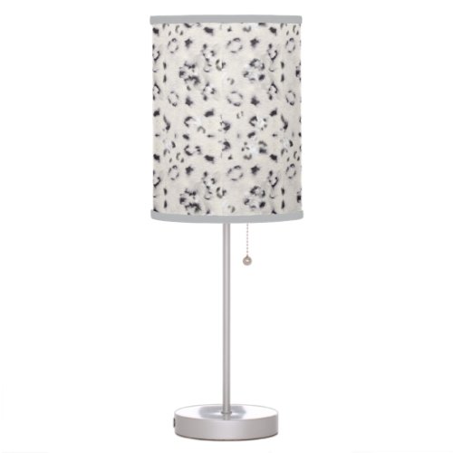 Cream  Grey Spotted Snow Leopard Animal Pattern Table Lamp