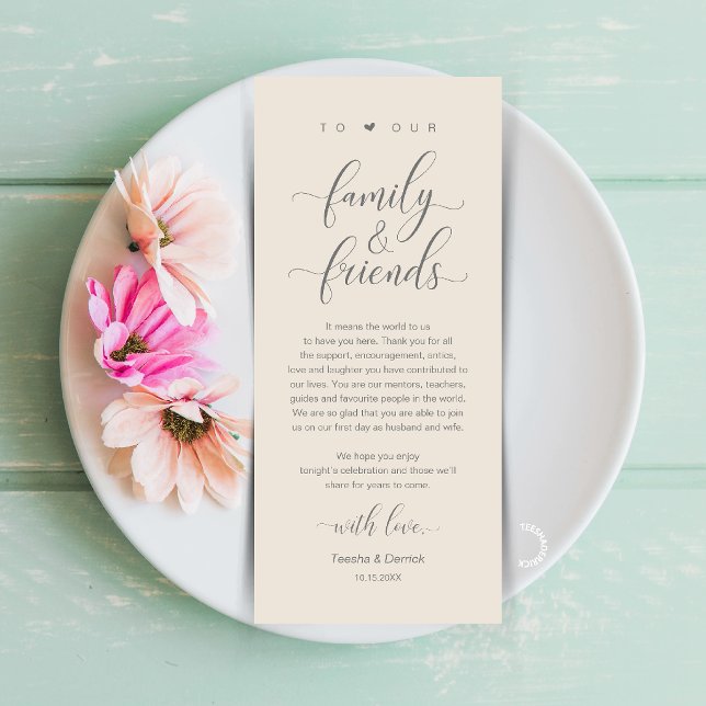 Cream Grey Wedding Place Setting Thank You Card (Cream and Grey Wedding Place Setting Thank You Card, Dinner Lunch Brunch Party Celebration)