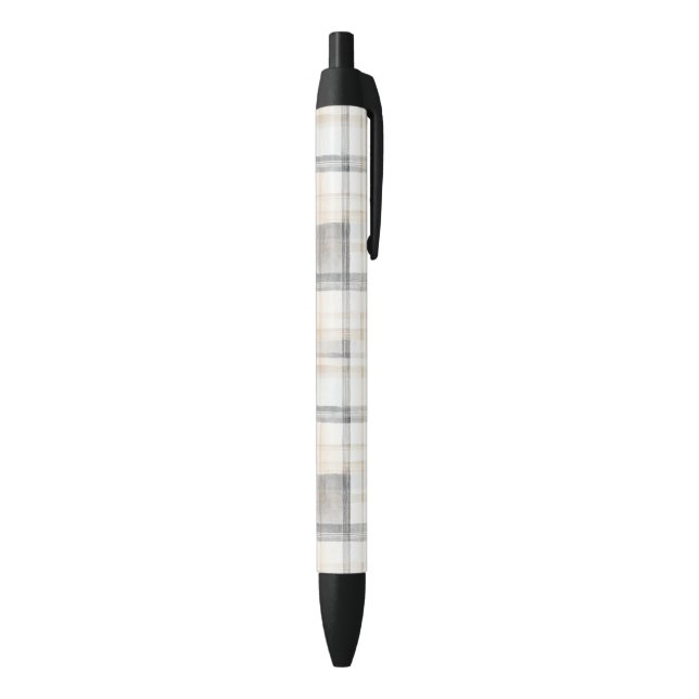 Cream Grey Yellow Plaid Stripes Pen (Bottom (Vertical))