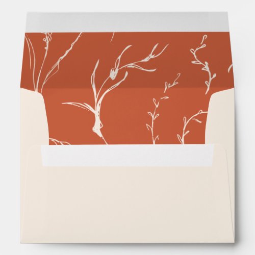 Cream hand drawn organic floral patterned envelope