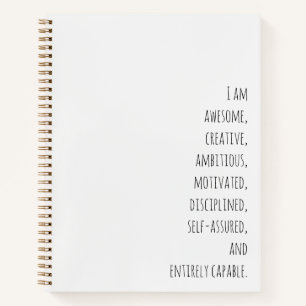 Cream Handwritten Script Motivational Affirmations Notebook