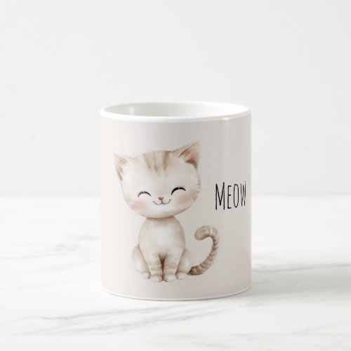 Cream Happy Cat Coffee Mug