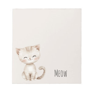 Cream Happy Cat Notepad