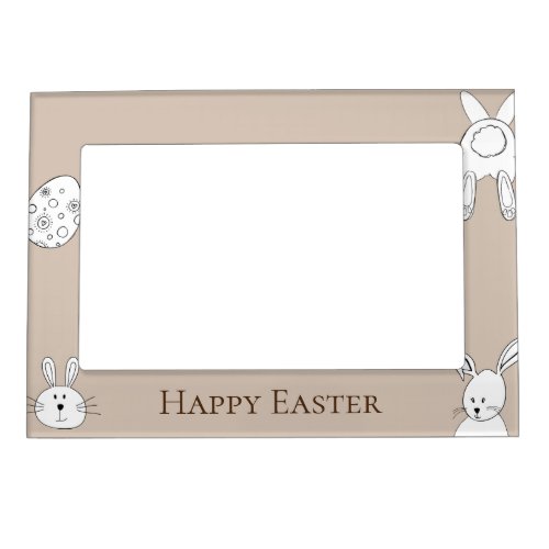 Cream Happy Easter Bunnies Magnetic Frame