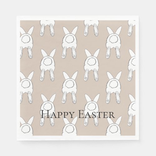 Cream Happy Easter Cute Bunnies  Napkins