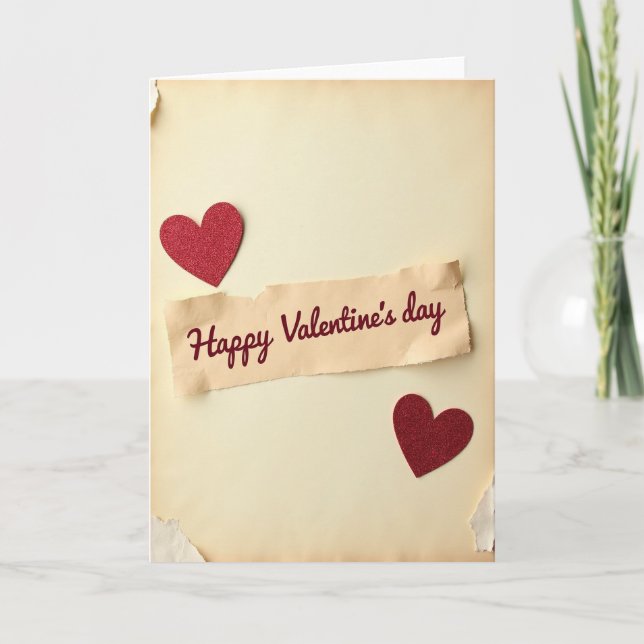 Cream Happy Valentines Day Card (Front)