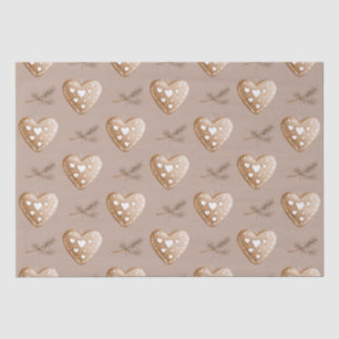 Cream Heart Gingerbread Cookie Christmas Tissue Paper