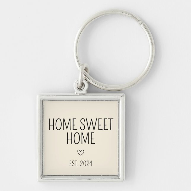Cream Heart Home Sweet Home New Homeowner Keychain (Front)