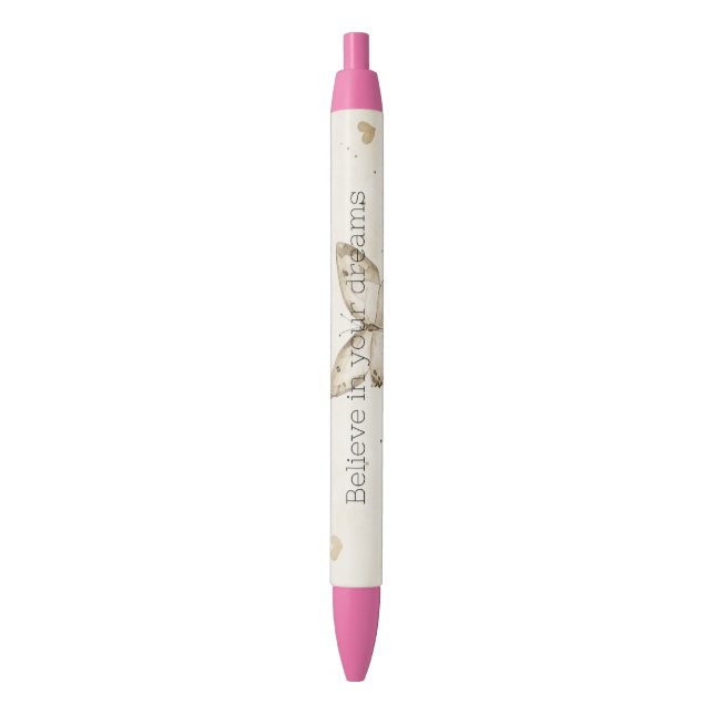 Cream Hearts Butterflies Christmas Pen (Front Vertical)