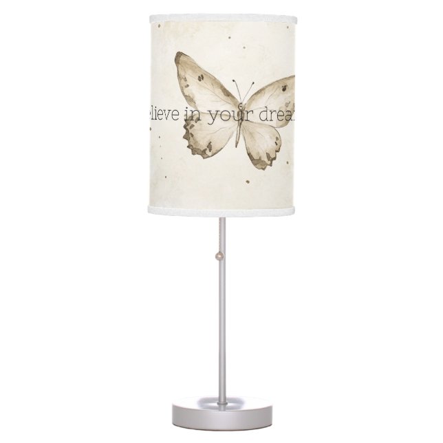 Cream Hearts Butterflies Christmas Table Lamp (Front)