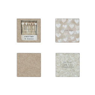 Cream Hearts Match Made in Heaven Gold Glitter Stone Magnet