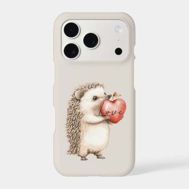 Cream Hedgehog Heart Love iPhone Case (Back)