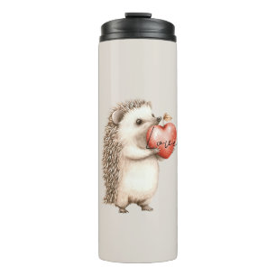 Cream Hedgehog Heart Love Thermal Tumbler