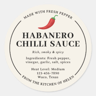 Cream Homemade Habanero Chili Sauce Jar Label