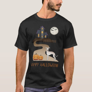 Cream Iggy Cute Dog And Halloween Haunted House T-Shirt