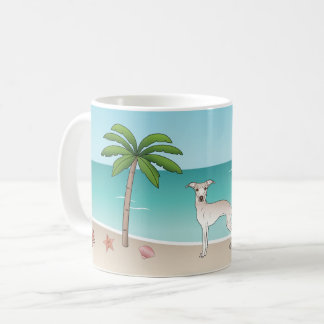 Cream Italian Greyhound At Tropical Summer Beach Coffee Mug