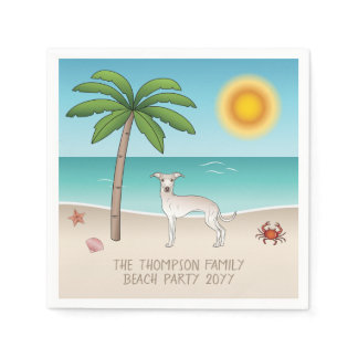 Cream Italian Greyhound At Tropical Summer Beach Napkins