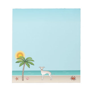 Cream Italian Greyhound At Tropical Summer Beach Notepad
