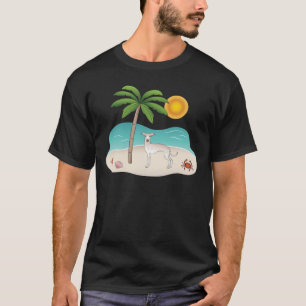Cream Italian Greyhound At Tropical Summer Beach T-Shirt