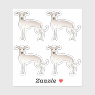 Cream Italian Greyhound Cartoon Dog Illustrations Sticker