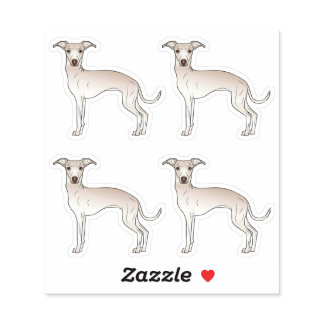 Cream Italian Greyhound Cartoon Dog Illustrations Sticker