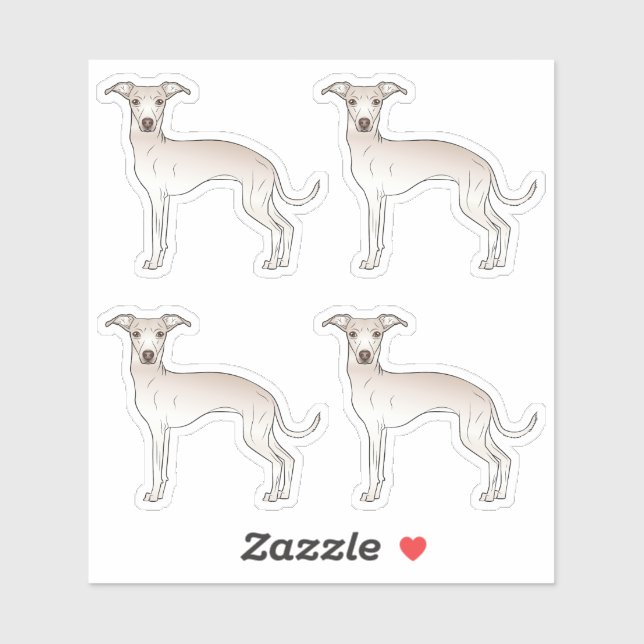 Cream Italian Greyhound Cartoon Dog Illustrations Sticker (Sheet)